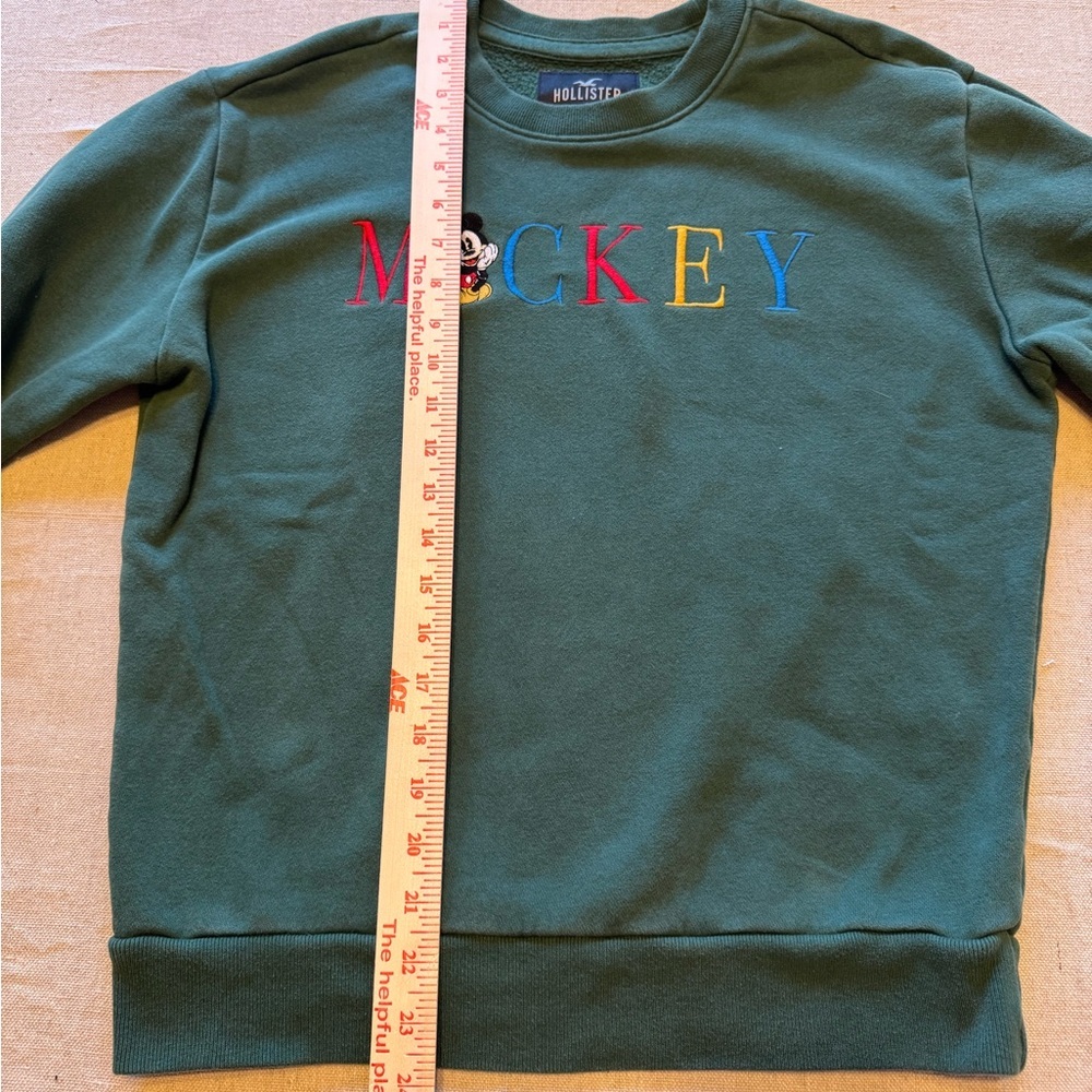 Hollister Green Crewneck Sweatshirt with Disney Mickey Mouse Design - Picture 6 of 9